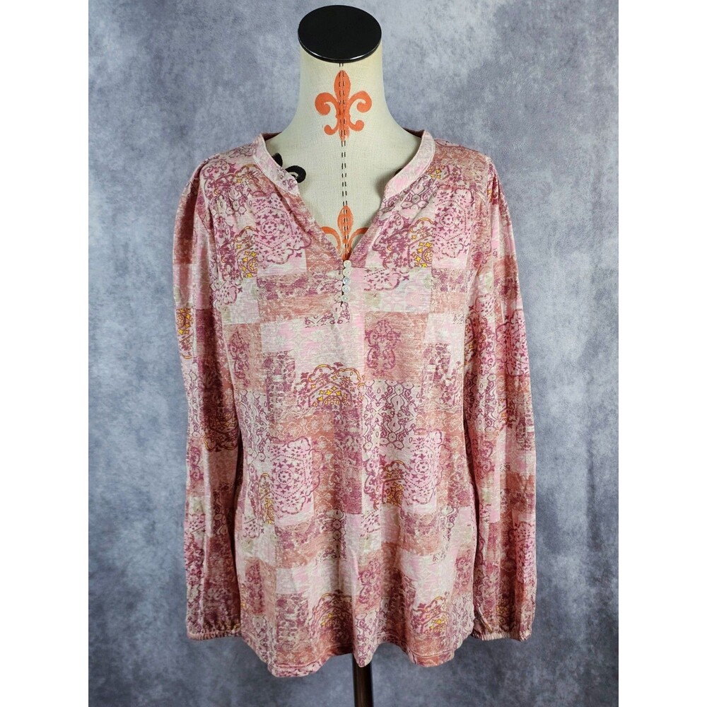Y2K Jason Maxwell Women’s XL Long Sleeve Top Blouse Tunic V-Neck Boho Hippie
